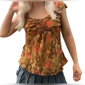 Bandolino Vintage Y2K Multicolor Sequins Floral Blouse 12